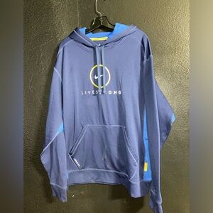 Nike Men's Navy and Yellow Hoodie